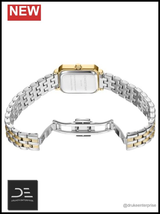Dainty Two Tone Stainless Steel Bracelet Rectangular Watch main image 6